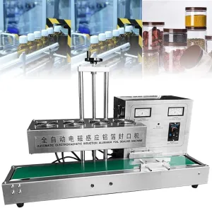 2200W Automatic Aluminum Foil Sealing Machine Continuous Electromagnetic Induction Band Bag Sealer Plastic Bottle Cap Sealer Auto Continuous Sealing Machine(60mm)