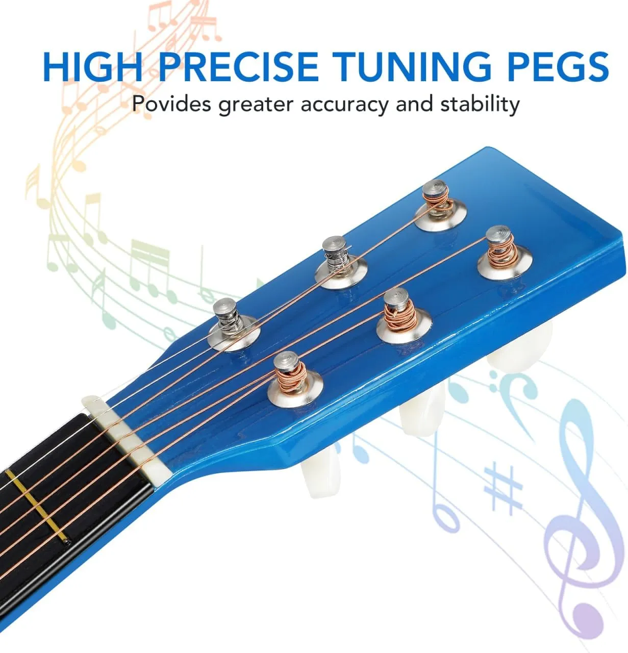 23 Inch Kids Acoustic Guitar, Beginner Folk Guitar, 6-String Wooden Toy Guitar for Children, Blue, Ideal for Learning and Entertainment