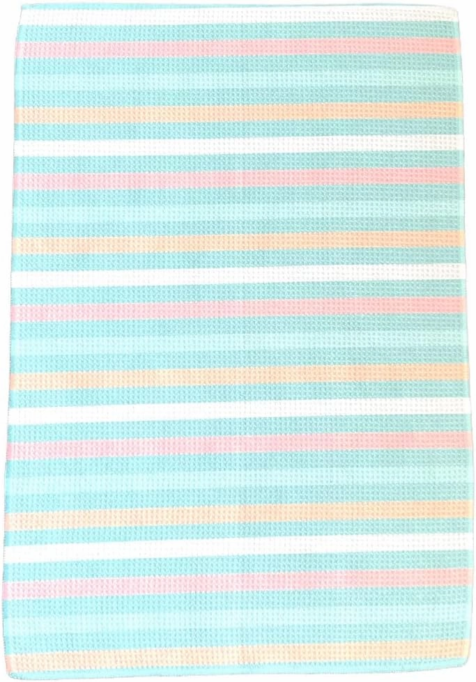 2 Pack Double Sided || Not Your Ordinary Kitchen Towels || Dish Towels || Quick Dry || Waffle Weave Microfiber || Highly Absorbent || Hanging Hook (Floral and Stripe Spring)