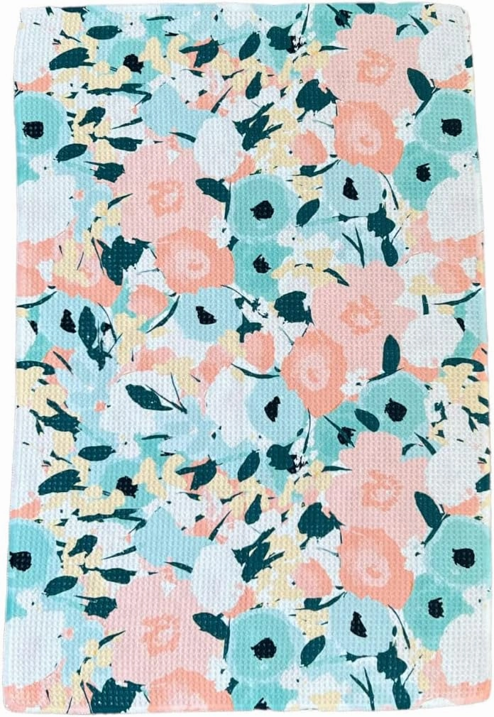 2 Pack Double Sided || Not Your Ordinary Kitchen Towels || Dish Towels || Quick Dry || Waffle Weave Microfiber || Highly Absorbent || Hanging Hook (Floral and Stripe Spring)