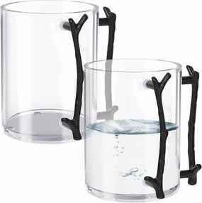 2 Pcs Judaica Hand Washing Cup with Dual Handles, Clear Acrylic Hand Washing Cup for The Jewish Ritual & Netilat Yadayim (Black Handle)