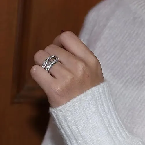 2CT Round Lab Created Moissanite Enhancer Ring Guard In 14kt White Gold Plated 925 Sterling Silver