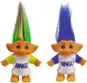 2packs Vintage Troll Dolls Set,Lucky Doll Chromatic Adorable for Collections, School Project, Arts and Crafts, Party Favors (Style7-Bingo Colorful Bingo Blue)