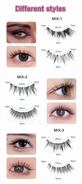 2Pair Reusable Magnetic Eyelashes - No Eyeliner Needed! Dual Magnetic Lashes for a Natural and Bushy Look. Switch Freely between Natural and Thick Styles (MIX-2)