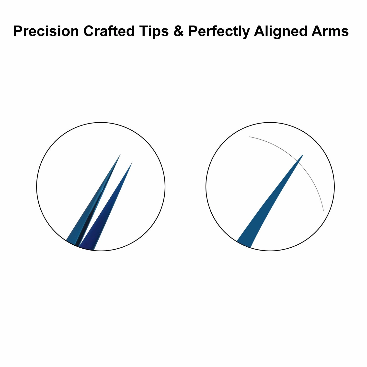 2Pcs Eyelash Extension Tweezers Set Made of Japanese Stainless Steel with Pouch (Blue Titanium Coated)