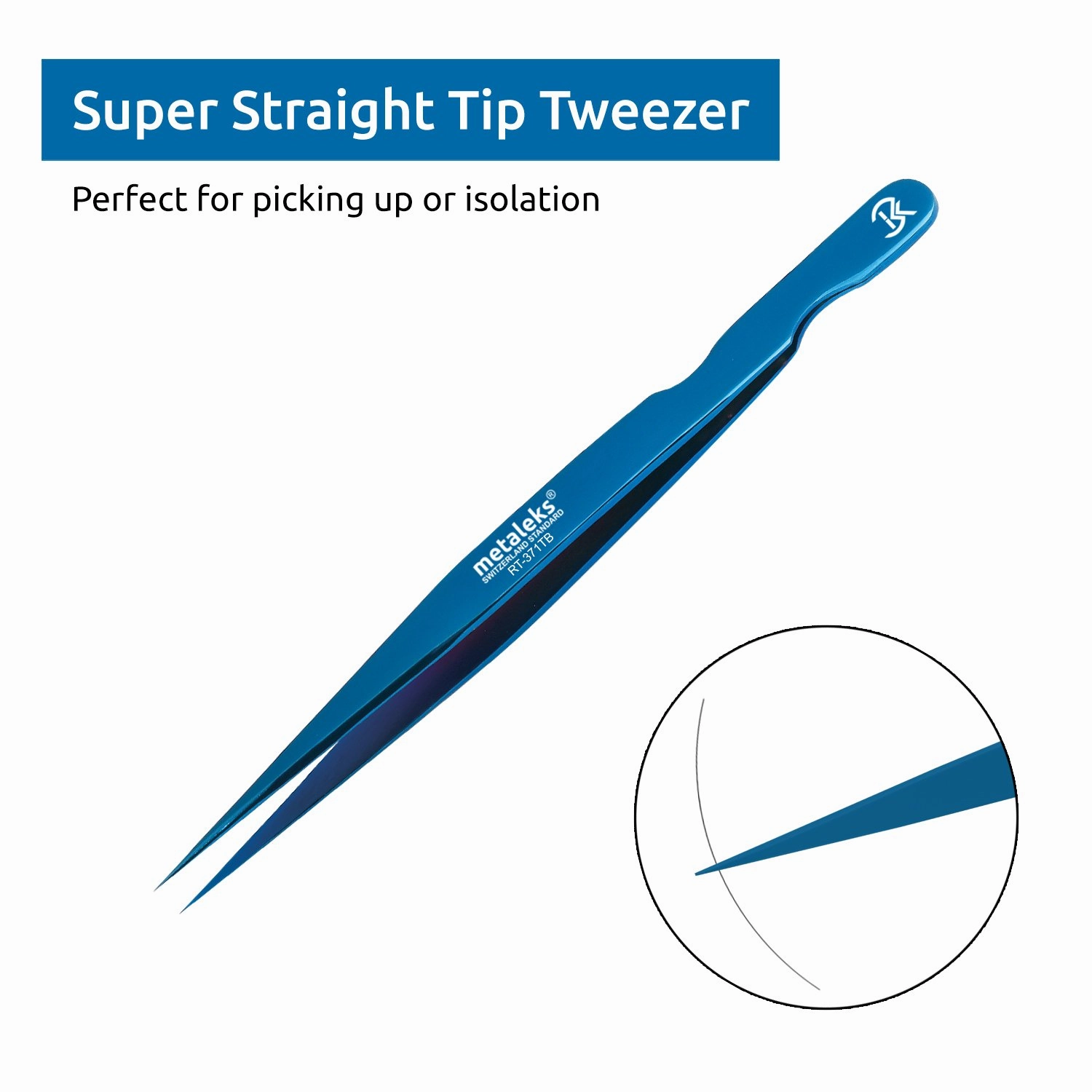 2Pcs Eyelash Extension Tweezers Set Made of Japanese Stainless Steel with Pouch (Blue Titanium Coated)