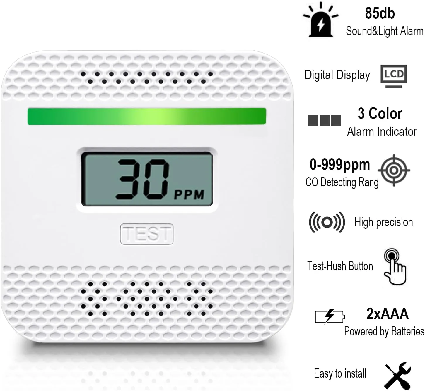 3 Pack Portable Travel Carbon Monoxide Detectors,Battery Powered CO Alarm with Digital Display, Carbon Monoxide Monitor for Home,RV, Kitchen, Travel, Hotel, Office,Accurate & Easy to Install