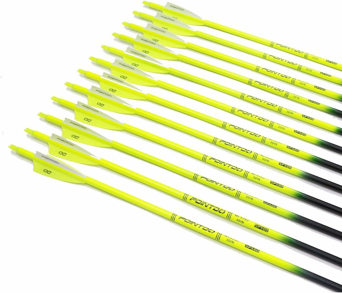 30inch Carbon Arrow Fluorescence Color Targeting and Practice and Hunting Arrows for Compound Bow and Recurve Bow with Removable Tips(Pack of 12)