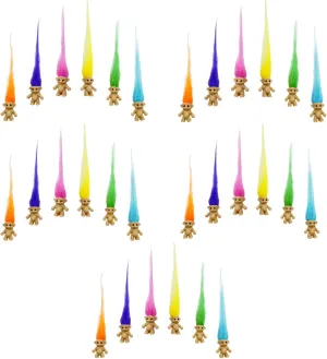 30pcs Long-haired Lucky Mini Troll Dolls, Assorted Hair Colors, 0.78" Bodies, 2" Hair. Cake Toppers, Action Figures, School Project, Arts and Crafts, Party Favors