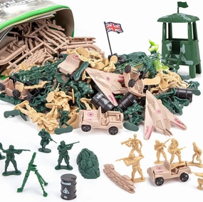 3 otters 120PCS Army Men Military Set, Army Men Toy Soldiers Military Figures and Accessories with Vehicles Aircrafts Assault Boats