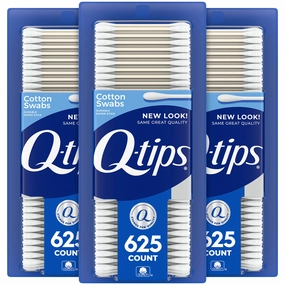 3 x Q-tips Cotton Swabs, 625 ct