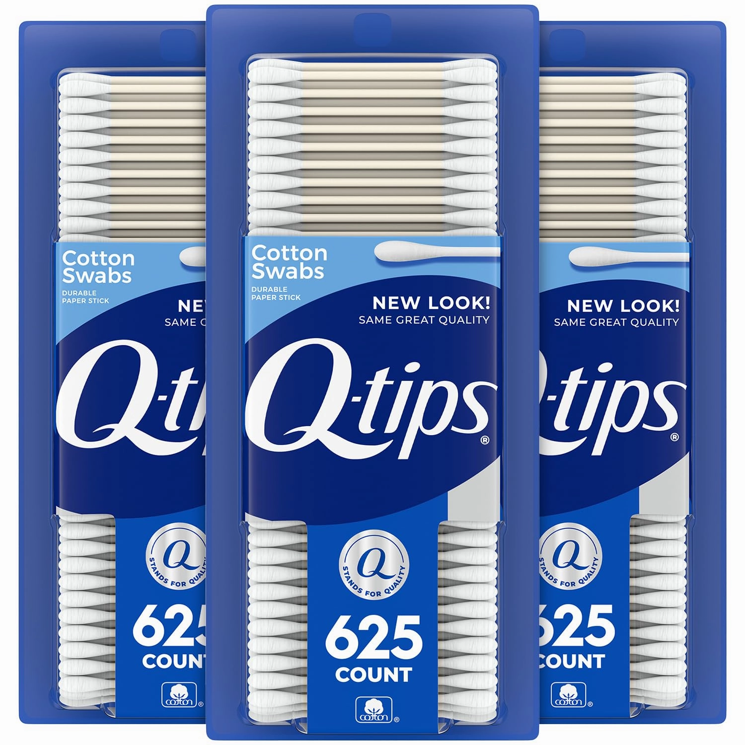 3 x Q-tips Cotton Swabs, 625 ct