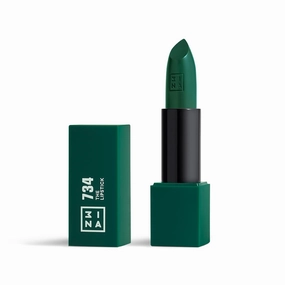 3INA The Lipstick 734 Green - Long Lasting, Smudge Proof, Semi Matte Lipstick for Women - Vanilla Scented, Vegan, Cruelty Free Formula - Waterproof, Moisturizing, Hydrating - 0.16 oz