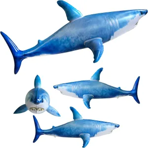 3pcs Inflatable Shark Bollons and Giant Shark Pool Float Toys for Birthday Party Decor