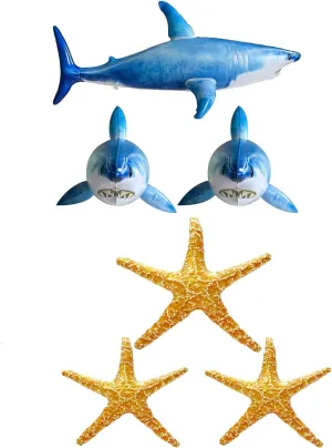 3PCS Inflatable Shark Starfish Balloons Pool Toys for Birthday Party Baby Shower Decorations