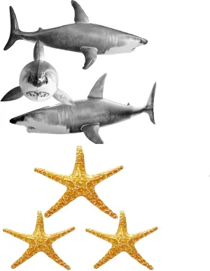 3PCS Inflatable Starfish and Shark Balloons Toy,Ocean Aniamal Themed Party Decorations for Birthday Baby Shower Pool Beach Party Supplies