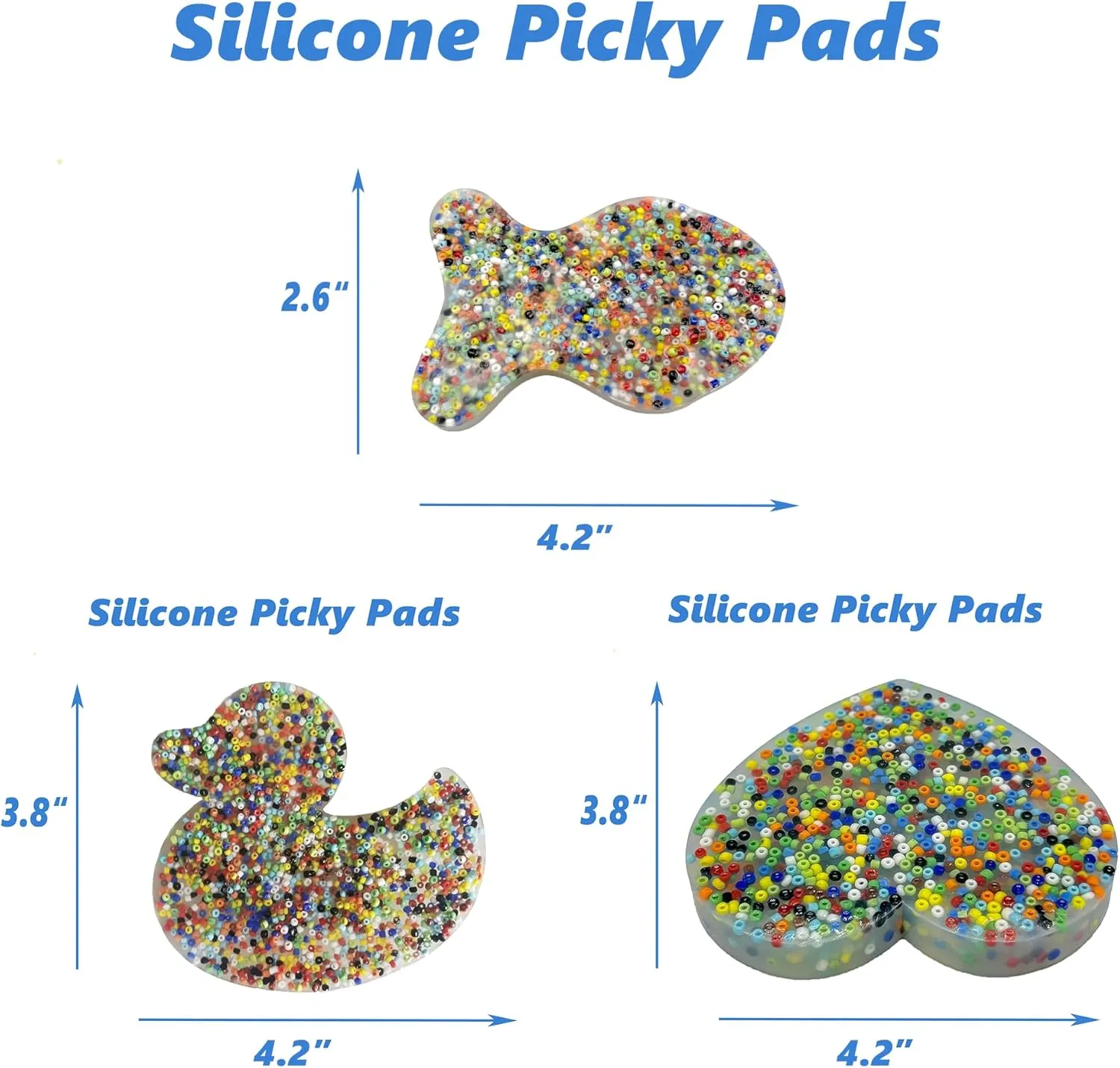 3PCS Picky Pad Skin Picking Fidget Toy, Silicone Big Picking Pad Reusable Duck Fish Heart Shape 4.2'' x 3.8'' Picking Fidget Toys for Skin Pickers Relax Anxiety Toy for Adults