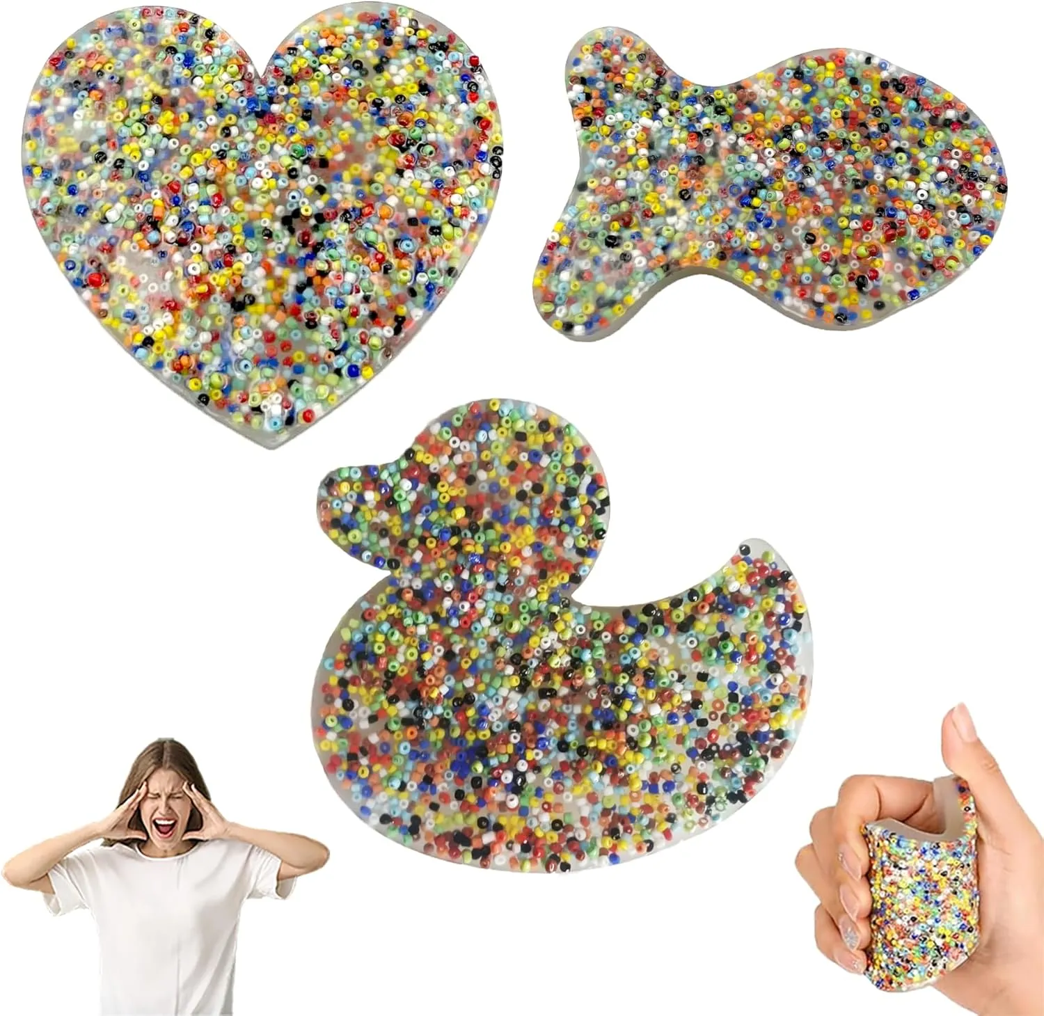 3PCS Picky Pad Skin Picking Fidget Toy, Silicone Big Picking Pad Reusable Duck Fish Heart Shape 4.2'' x 3.8'' Picking Fidget Toys for Skin Pickers Relax Anxiety Toy for Adults