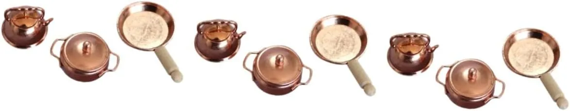 3sets Vivid Miniature Dollhouse Kitchen Accessories Stockpot Kettle Toys for Doll House Decor 3pcs*3