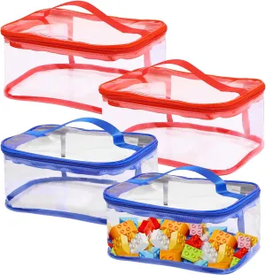 4 Packs Clear Toy Storage Organizer Bags, Reusable Transparent PVC Travel Waterproof Zipper Bags for Organizing, Large Toy Organization Board game, Puzzle Storage Containers (2Colors2-2Pcs)