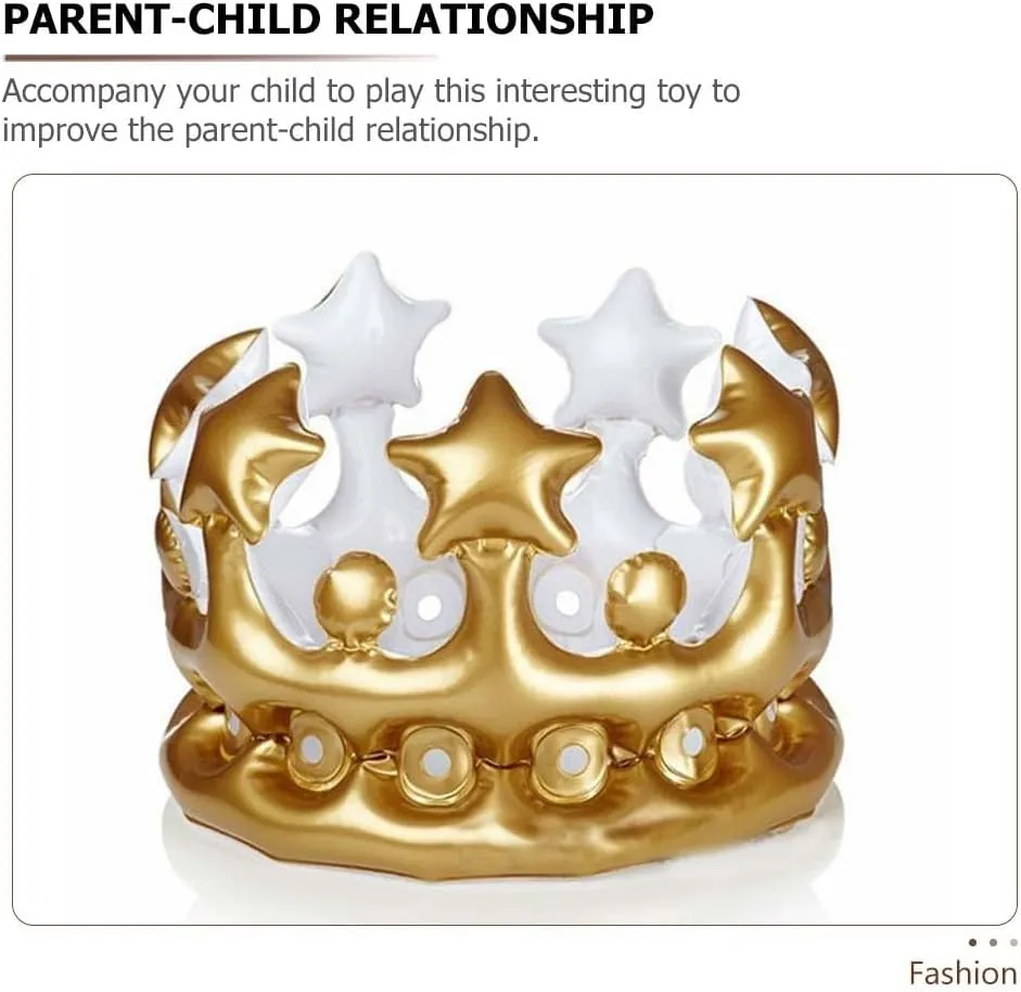 4 Pcs Inflatable Crown Carnival Costume King Costume Kid Crown Hairband Kids Golden Crown 1 Birthday