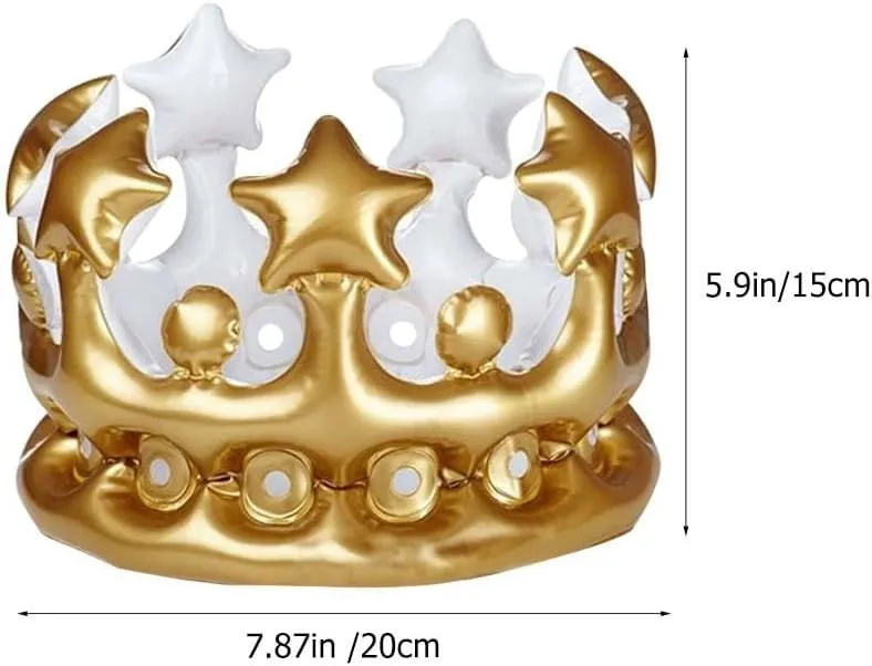 4 Pcs Inflatable Crown Carnival Costume King Costume Kid Crown Hairband Kids Golden Crown 1 Birthday