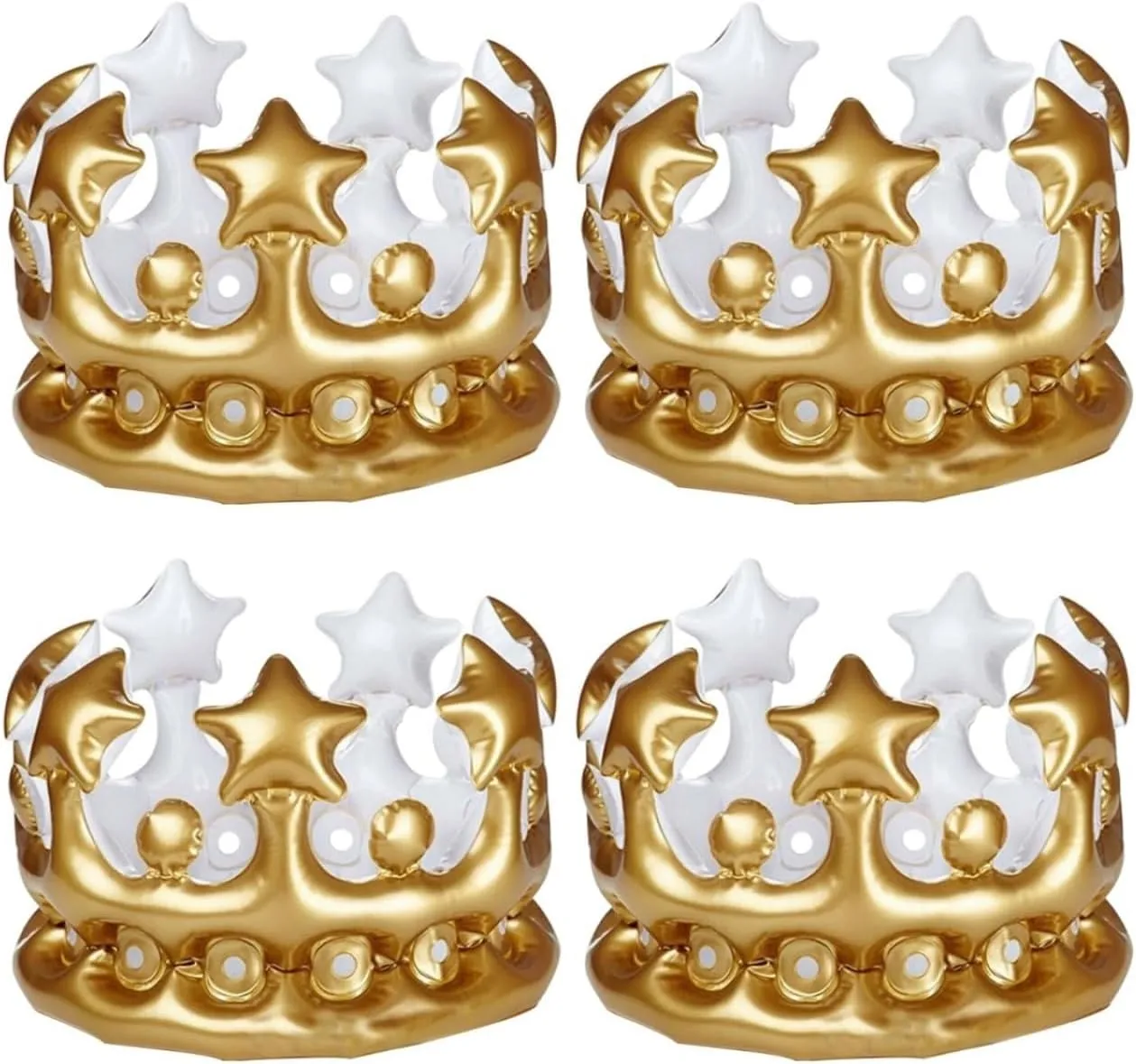 4 Pcs Inflatable Crown Carnival Costume King Costume Kid Crown Hairband Kids Golden Crown 1 Birthday