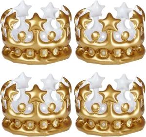 4 Pcs Inflatable Crown Carnival Costume King Costume Kid Crown Hairband Kids Golden Crown 1 Birthday