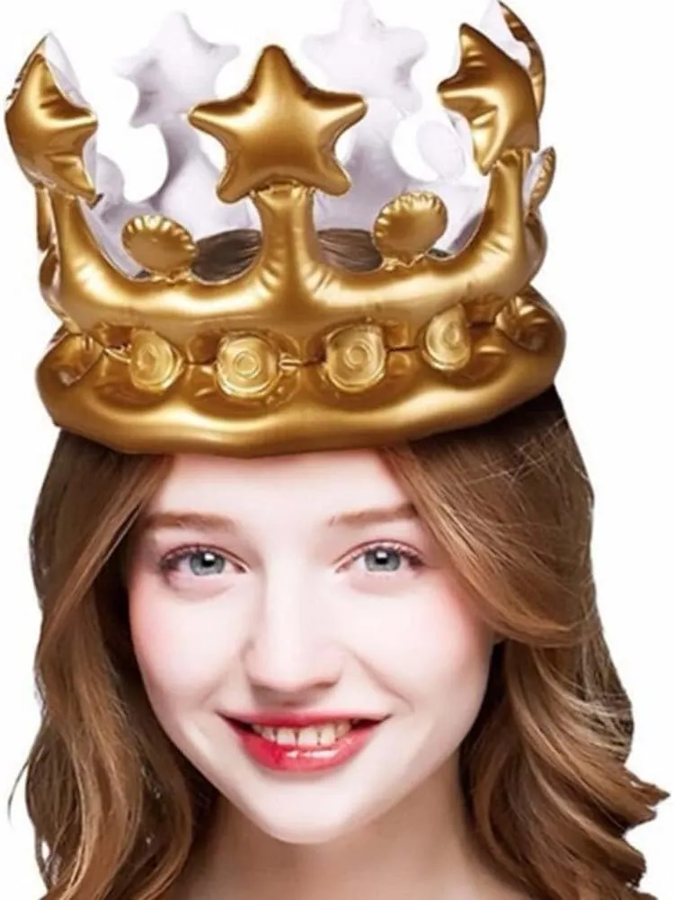 4 Pcs Inflatable Crown Carnival Costume King Costume Kid Crown Hairband Kids Golden Crown 1 Birthday