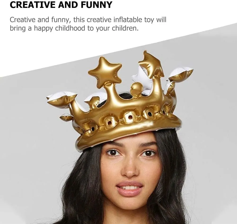 4 Pcs Inflatable Crown Carnival Costume King Costume Kid Crown Hairband Kids Golden Crown 1 Birthday