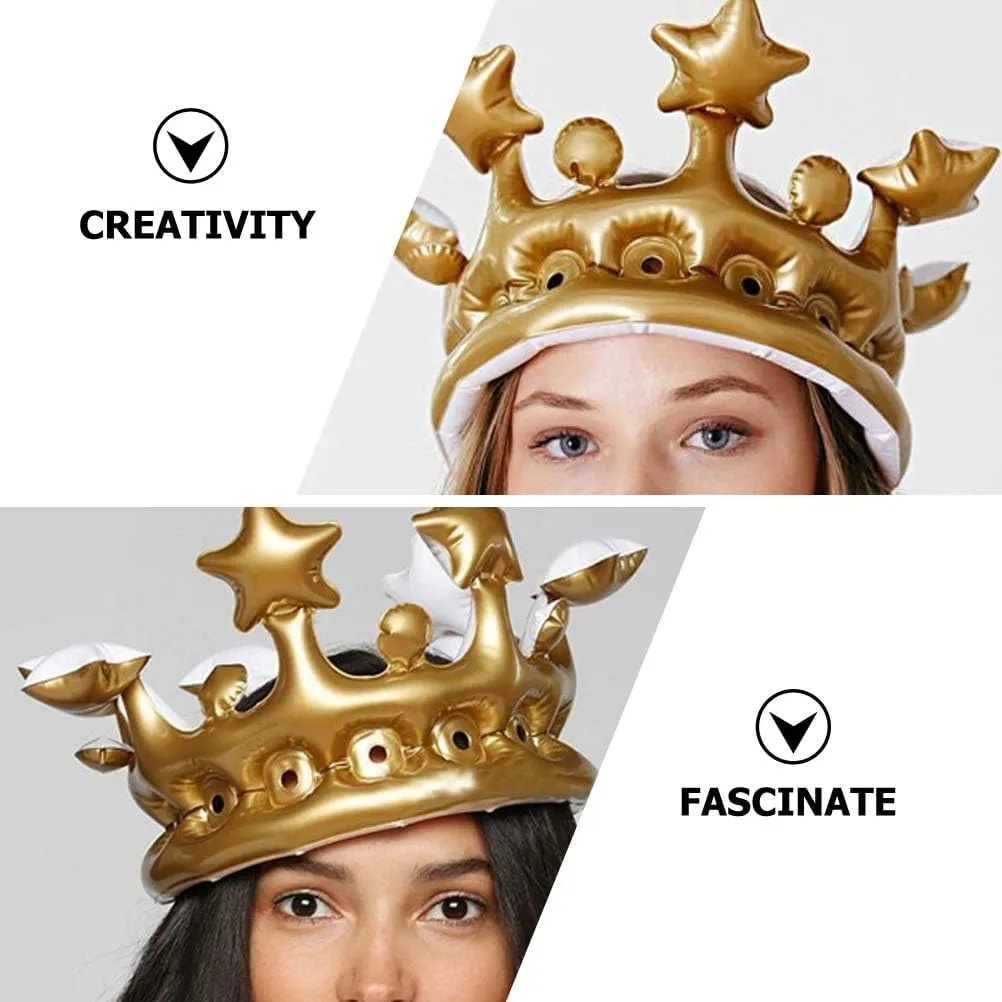 4 Pcs Inflatable Crown Carnival Costume King Costume Kid Crown Hairband Kids Golden Crown 1 Birthday