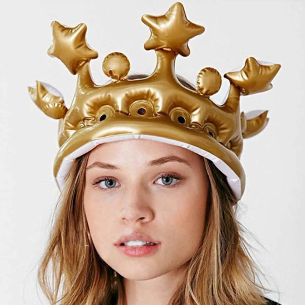 4 Pcs Inflatable Crown Carnival Costume King Costume Kid Crown Hairband Kids Golden Crown 1 Birthday