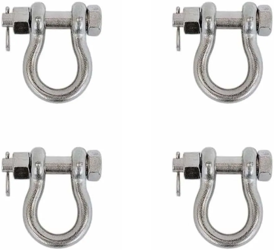 4 Pcs Marine 3/8" Bolt Pin Anchor Shackle 1,500 Lbs WLL Drop Forged Stainless Steel T316