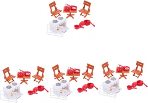 4 Sets Miniature Kitchen Scene Doll House Accessories Mini Cooking Bench Doll House Layout Miniature Stove