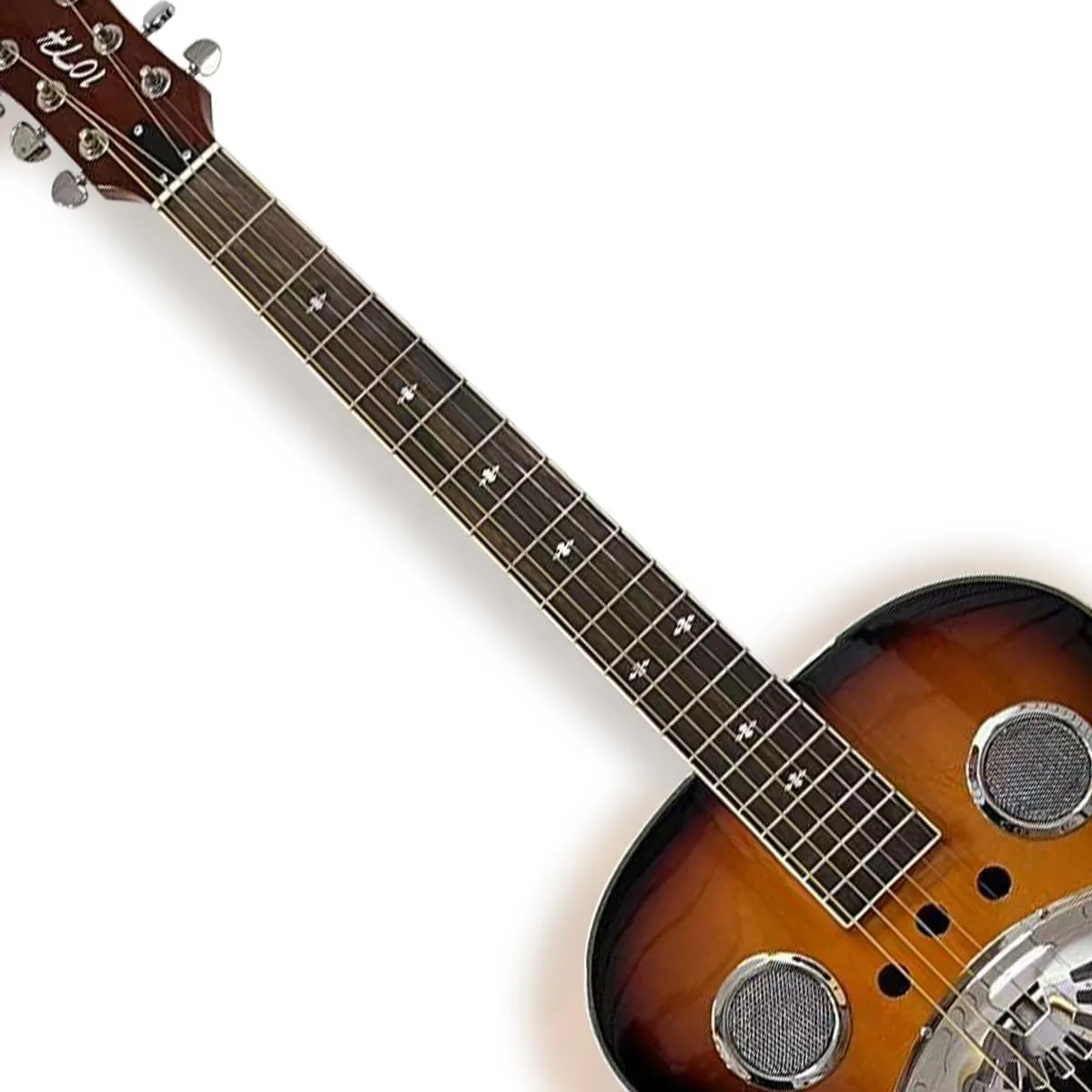 40-Inch Resonator Guitar, 6-String Right-Handed Beginner Guitar for Adults with Rosewood Fingerboard and Wrench(Black and Brown Finish)