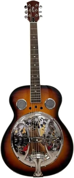 40-Inch Resonator Guitar, 6-String Right-Handed Beginner Guitar for Adults with Rosewood Fingerboard and Wrench(Black and Brown Finish)