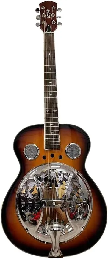 40-Inch Resonator Guitar, 6-String Right-Handed Beginner Guitar for Adults with Rosewood Fingerboard and Wrench(Black and Brown Finish)