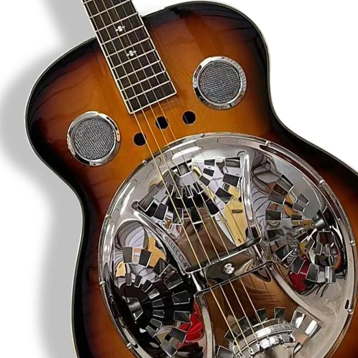 40-Inch Resonator Guitar, 6-String Right-Handed Beginner Guitar for Adults with Rosewood Fingerboard and Wrench(Black and Brown Finish)