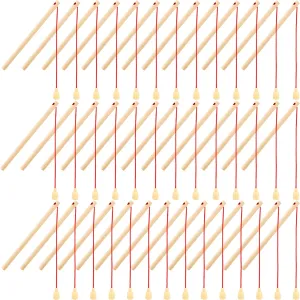 40 Pcs Magnetic Fishing Rod Wooden Magnetic Fishing Poles Mini Fishing Pole Toys for Preschool Girl Boy Pool Activity Accessory (Color Set 1)