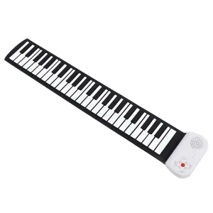 49 Keys Roll Up Piano Toy Sound Electric Hand Roll Piano Inspiring Musical Creativity Kids Lithium Battery Size 12.5 X 71 X 15cm Travel Home (Black and White Keys)