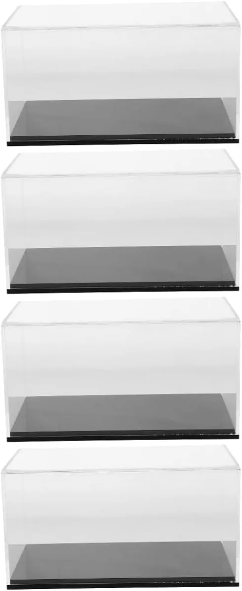 4pcs Toy Car Display Case Scale Transparent Collector Box Figures and Model Cars Reusable and Protective Showcase for Home Decor and Collectibles