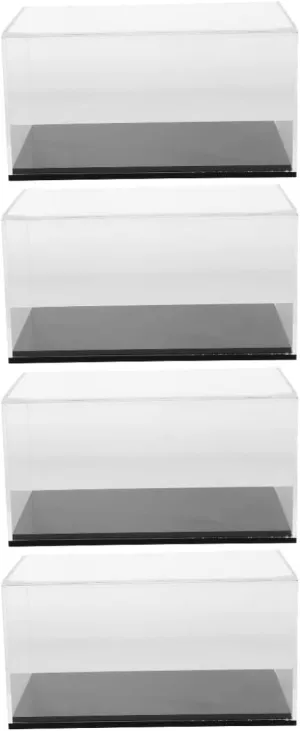 4pcs Toy Car Display Case Scale Transparent Collector Box Figures and Model Cars Reusable and Protective Showcase for Home Decor and Collectibles