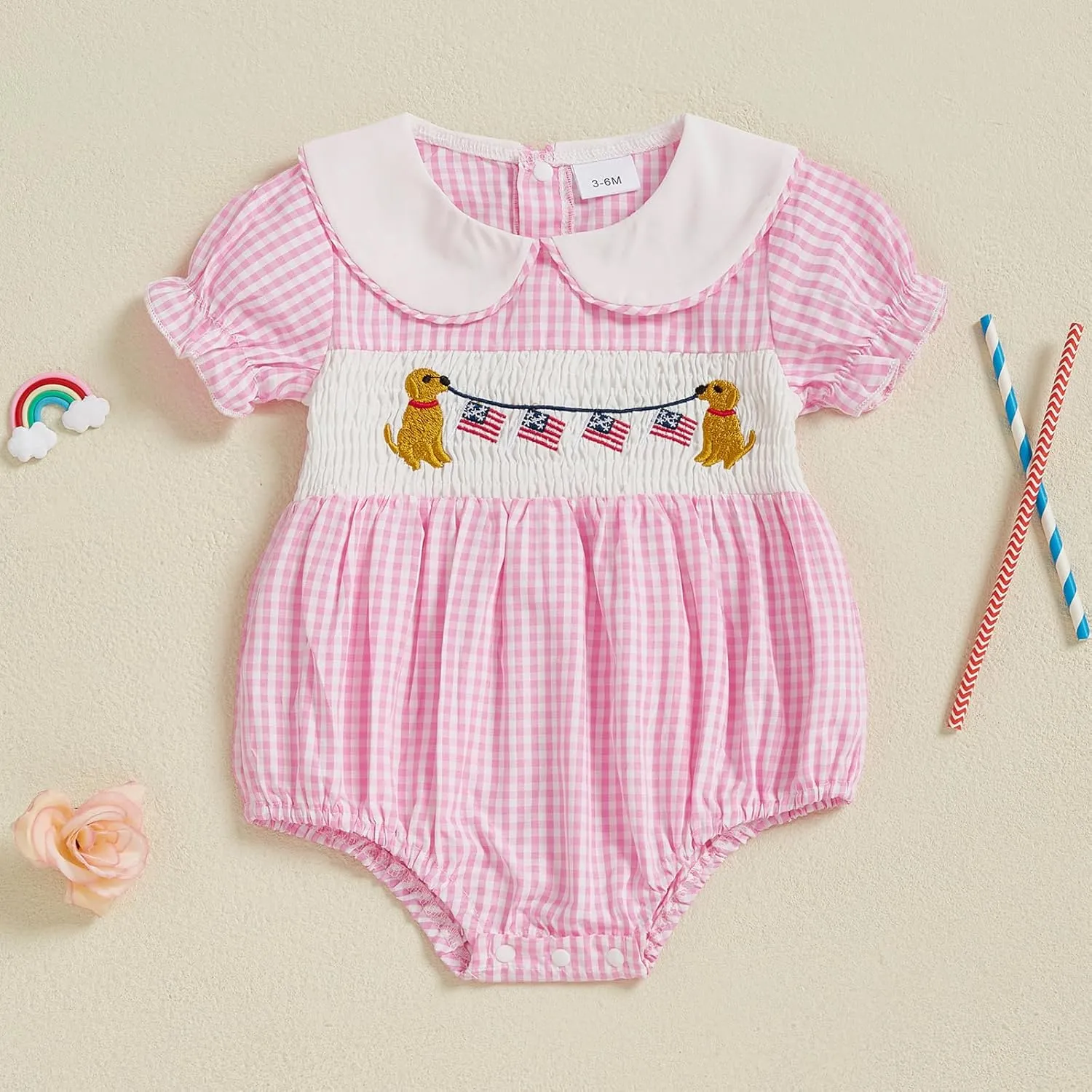 4th of July Baby Girls Rompers