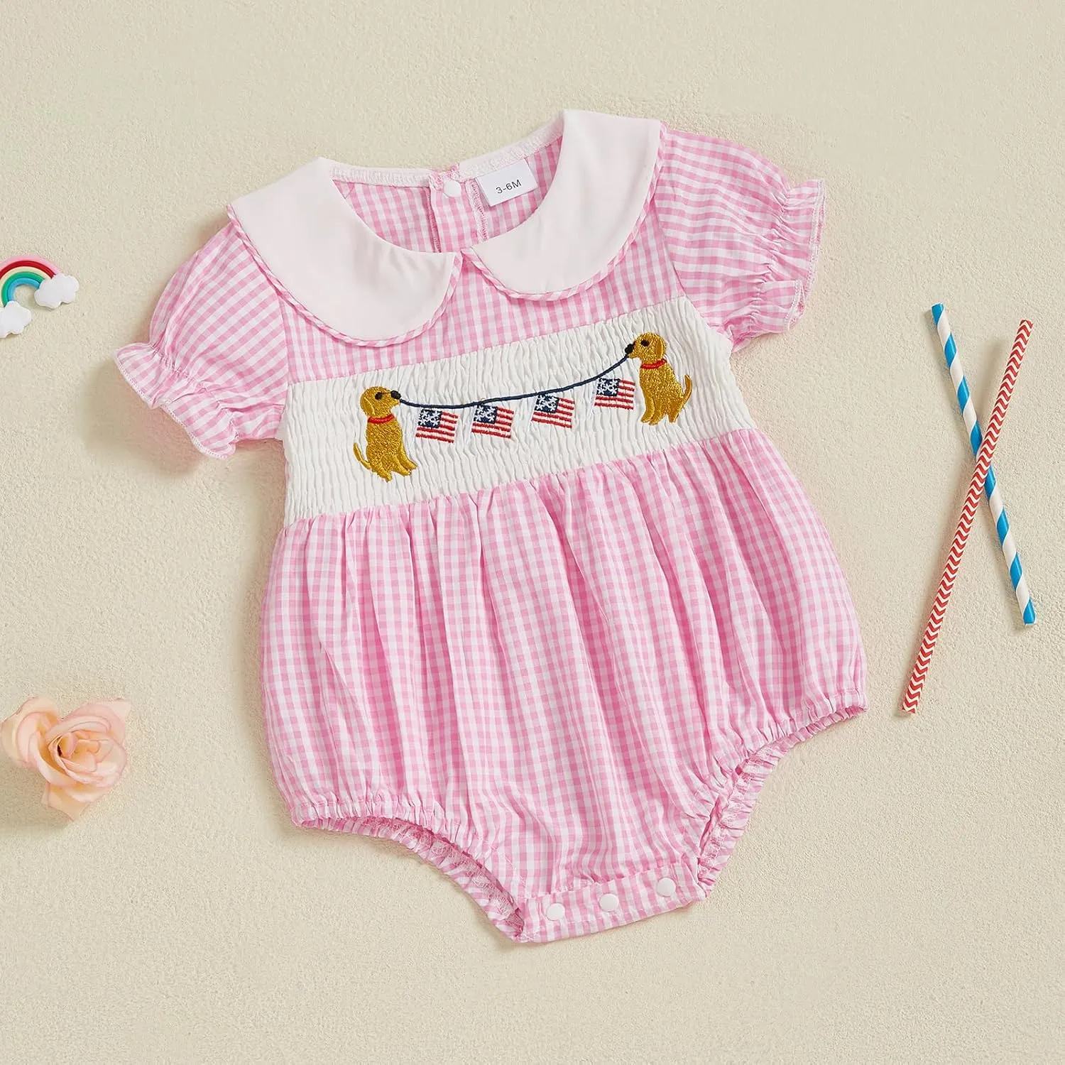 4th of July Baby Girls Rompers