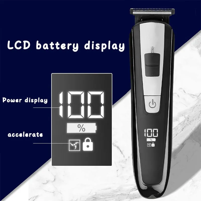 5 In 1 Rechargeable Electric Hair Clippers For Men Beard Nose Ear Trimmer Digital Display Haircut Machine Barber Shaver Cutting