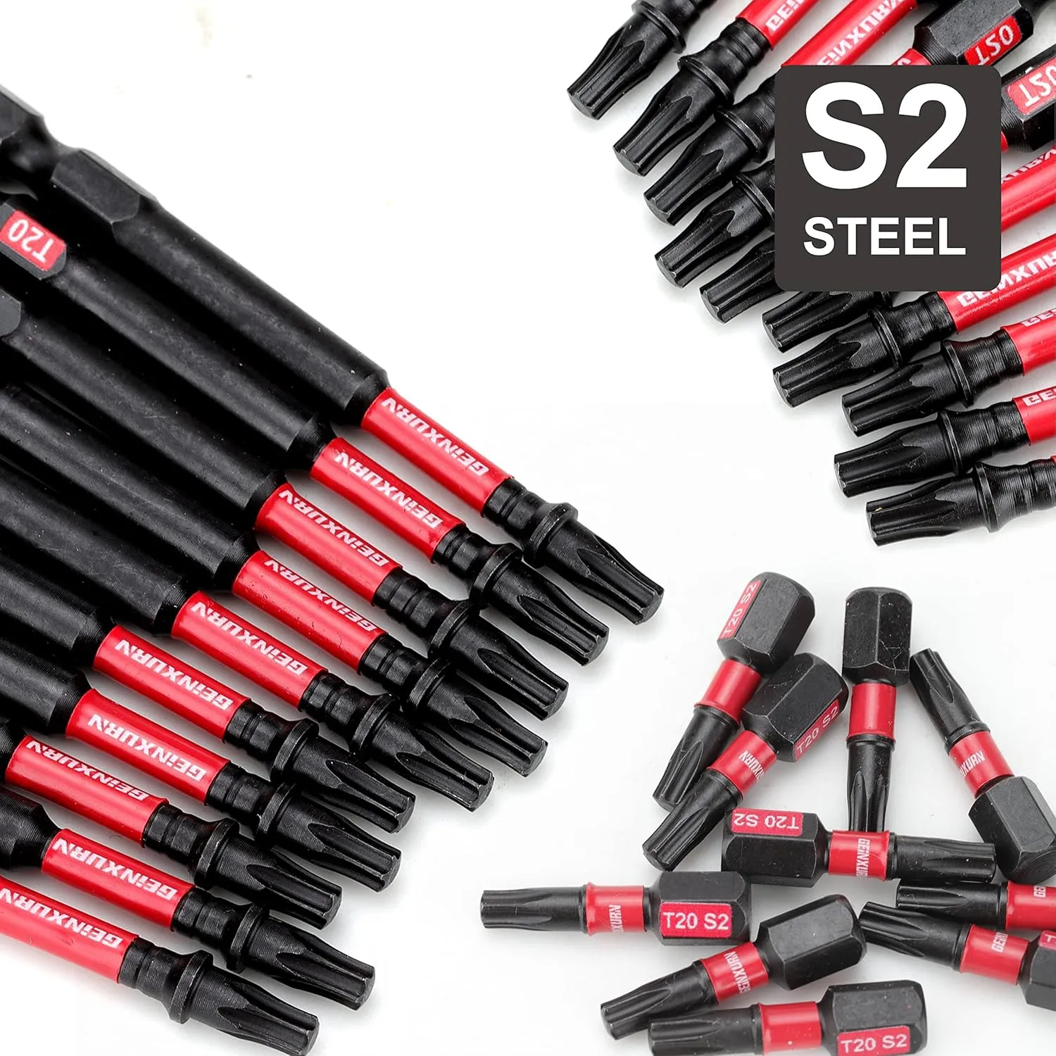 50 Pieces T25 2 In. Impact Tough Magnetic #25 Torx Head Power Bits, S2 Alloy Steel T25 Screwdriver Bits Set with 1Pcs Impact Bit Holder
