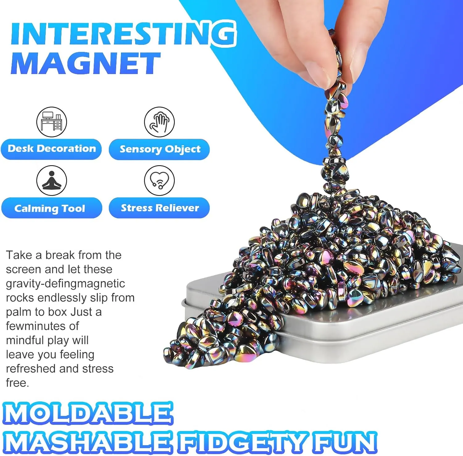 550 pcs Ferrite Putty Fidget Toys | Ultimate Stress Relief & Focus Tool for Adults | Reusable Desk Toy for Office Anxiety & Sensory Play | The Best Gift and Time-Killer for Adults
