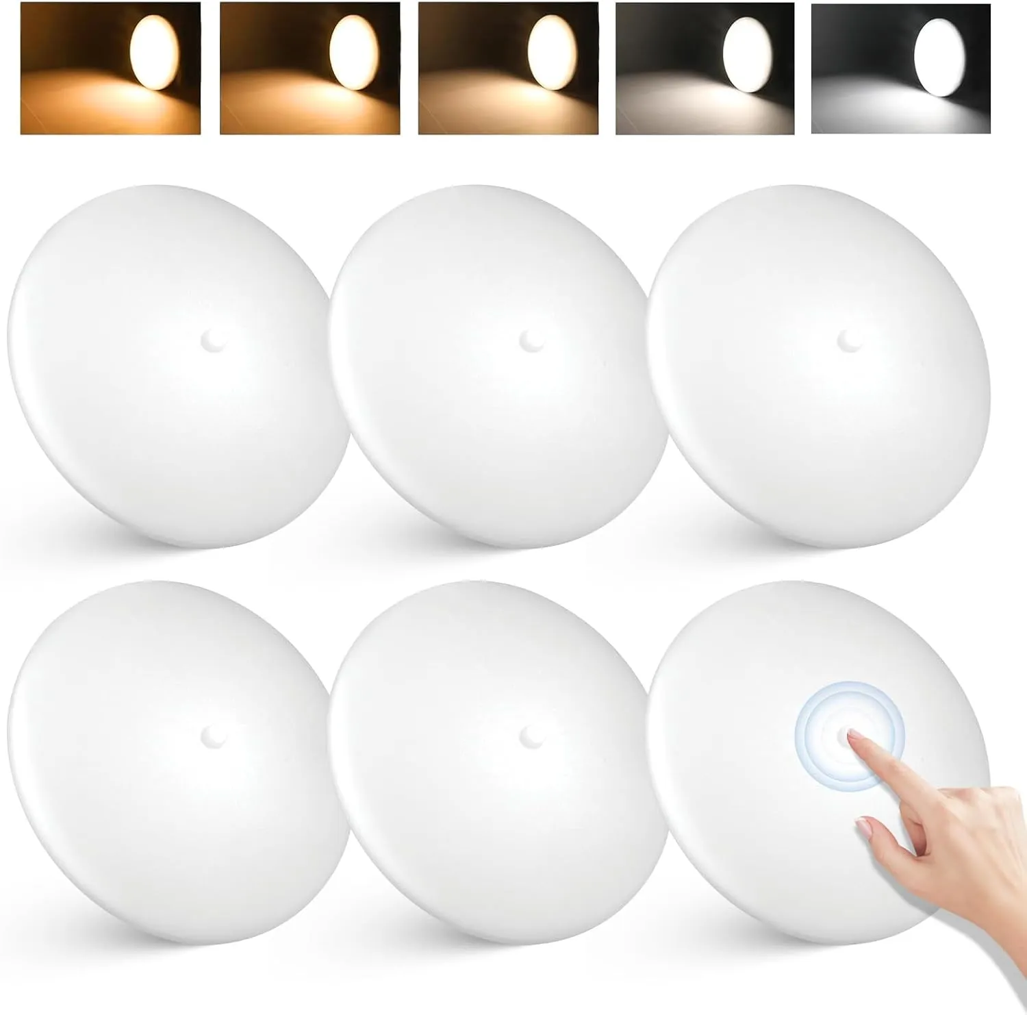 5CCT LED RV Dome Ceiling Lights, On/Off Switch, DC 12V Surface Mount Interior Puck Light for Slim Motorhome, Trailer, Boat, Camper Lighting, 5W, 2700K/3000K/3500K/4000K/5000K, 4.5 Inch, 6 Pack