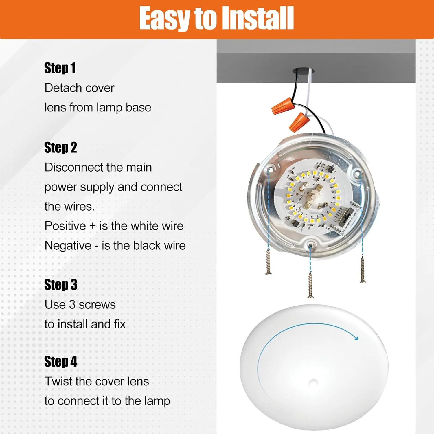 5CCT LED RV Dome Ceiling Lights, On/Off Switch, DC 12V Surface Mount Interior Puck Light for Slim Motorhome, Trailer, Boat, Camper Lighting, 5W, 2700K/3000K/3500K/4000K/5000K, 4.5 Inch, 6 Pack