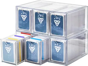 6 Drawer Trading Card Storage Box, 2200  Cards Organizer with Divider, Clear Stackable Drawers for TCG, MTG, PTCG, Sports Cards (6 Drawer Card Box)